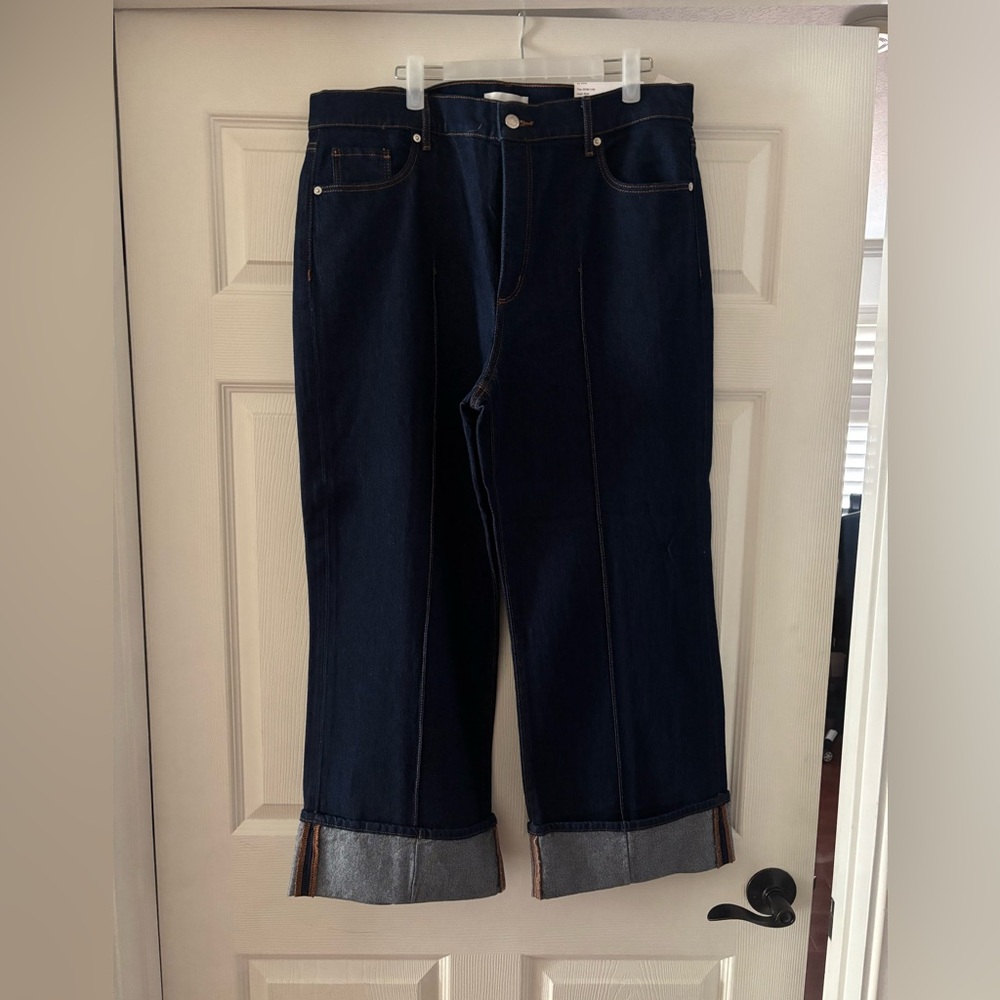 LOFT Dark Blue Wide Leg Cuffed Jeans [NWT]